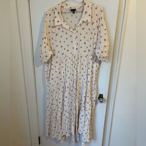 Torrid Cream Floral Button-Up Dress